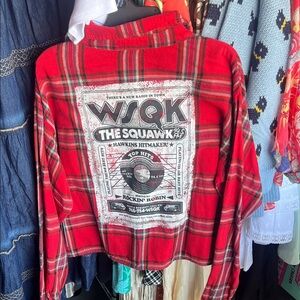 Stranger Things Red Plaid Cropped Button-Up flannel (multiple sizes)